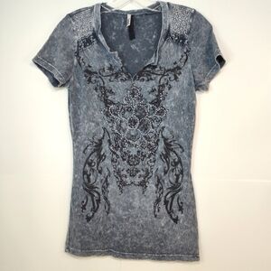 Petrol women's grey acid wash short sleeve top size (M)